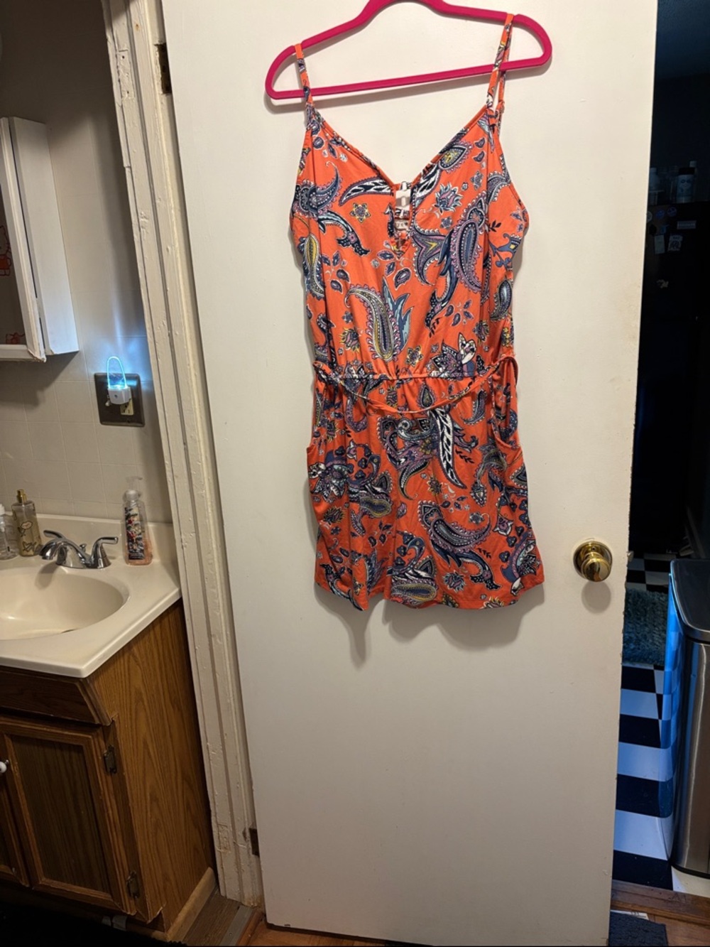 eye candy Orange Paisley Spaghetti-Strap One-Piece